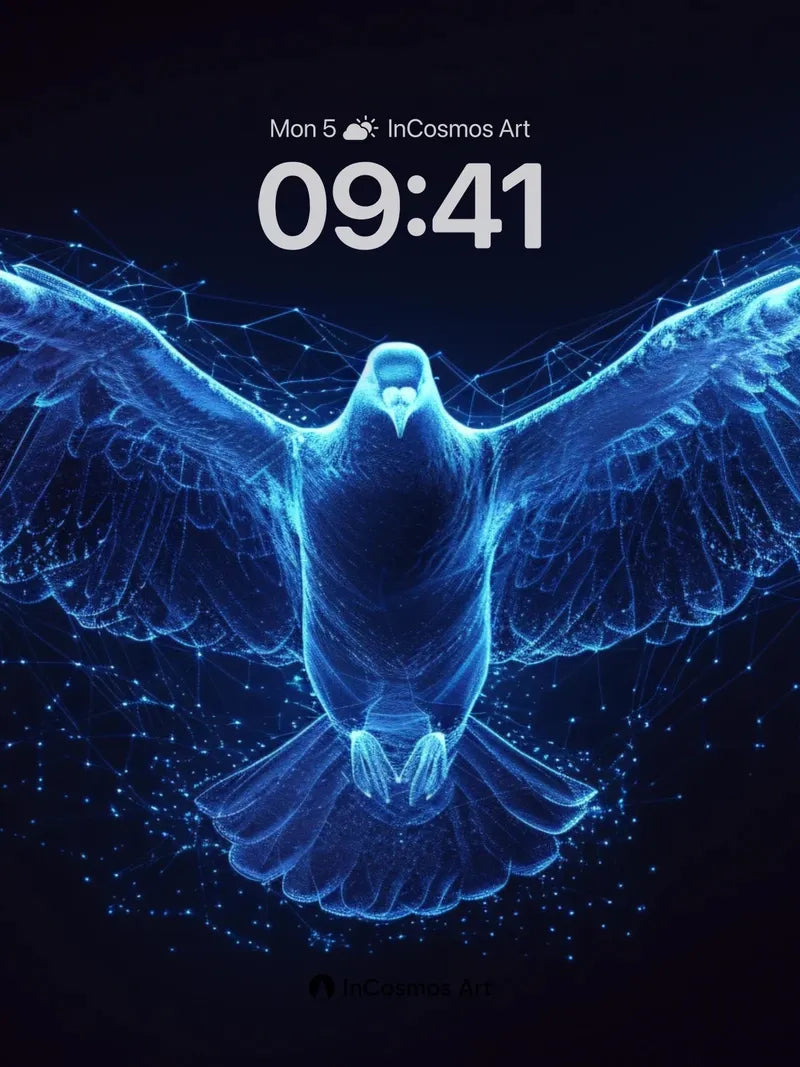 Electric Serenity Wallpaper with Cosmic Wings
