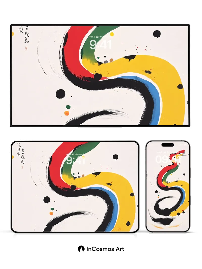 Rainbow Serpent Wallpaper with Ink Breath