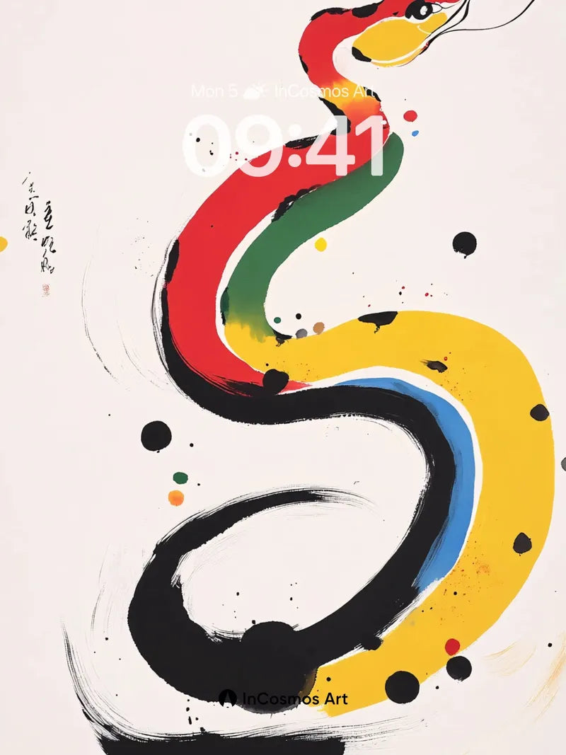 Rainbow Serpent Wallpaper with Ink Breath