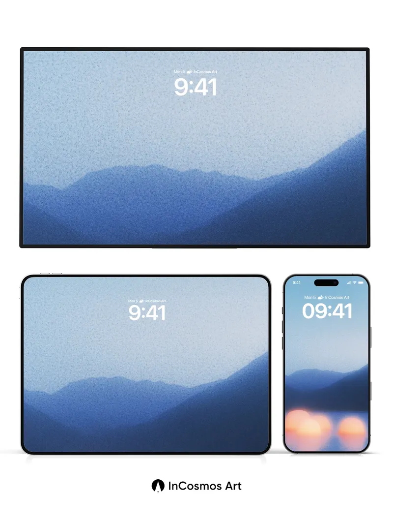 Serene Horizon Wallpaper with Floating Orbs