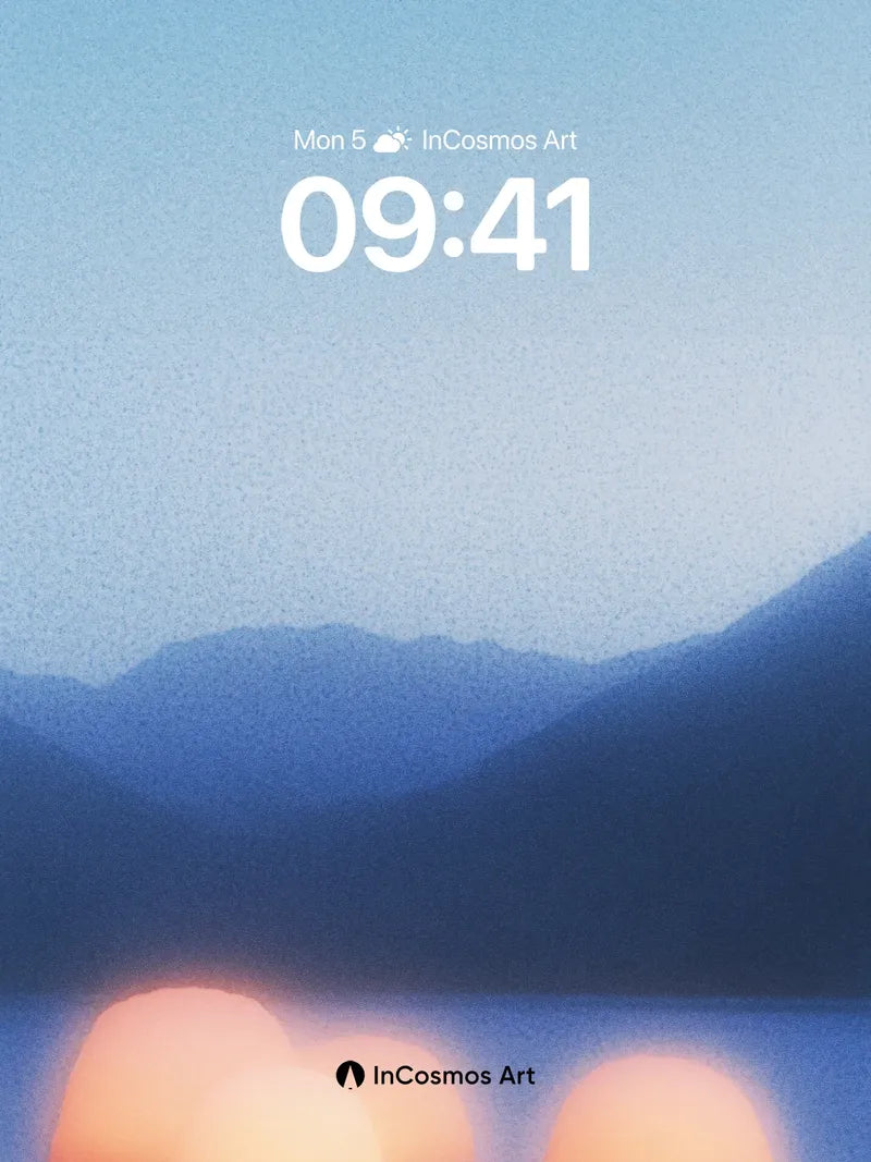 Serene Horizon Wallpaper with Floating Orbs