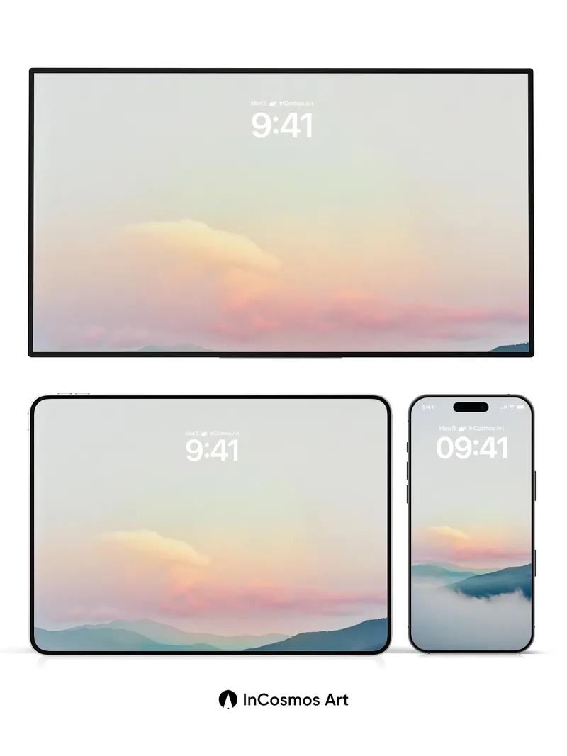 Serenity Over Mountains Wallpaper with Ethereal Hues