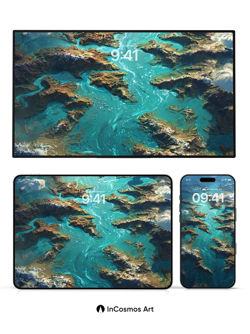 Turquoise Vein Wallpaper with Earth's Pulse