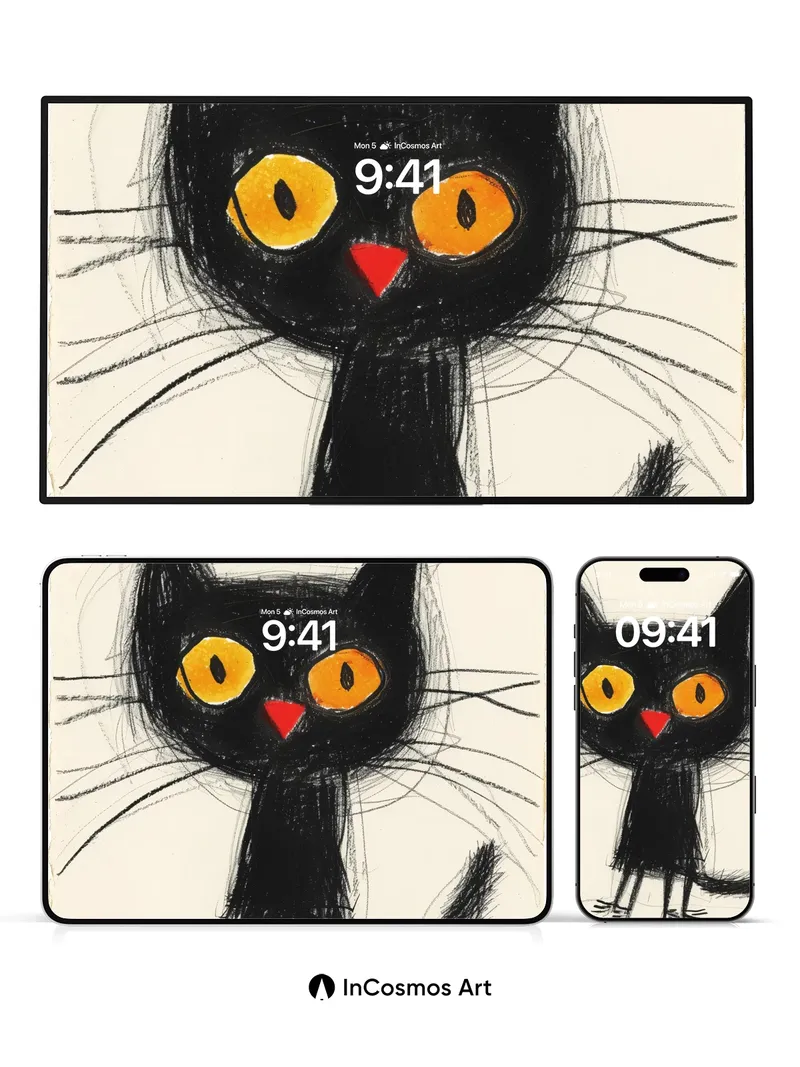 Whimsical Shadow Wallpaper with Glowing Eyes