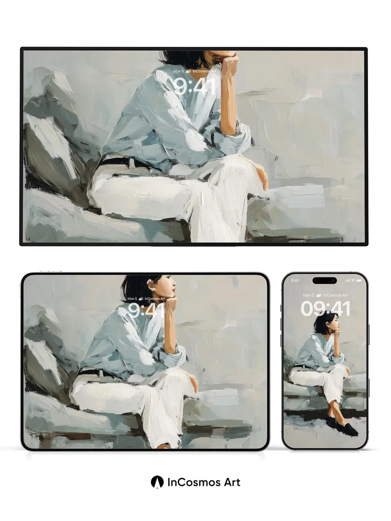 Quiet Contemplation Wallpaper with Brushstroke Depth