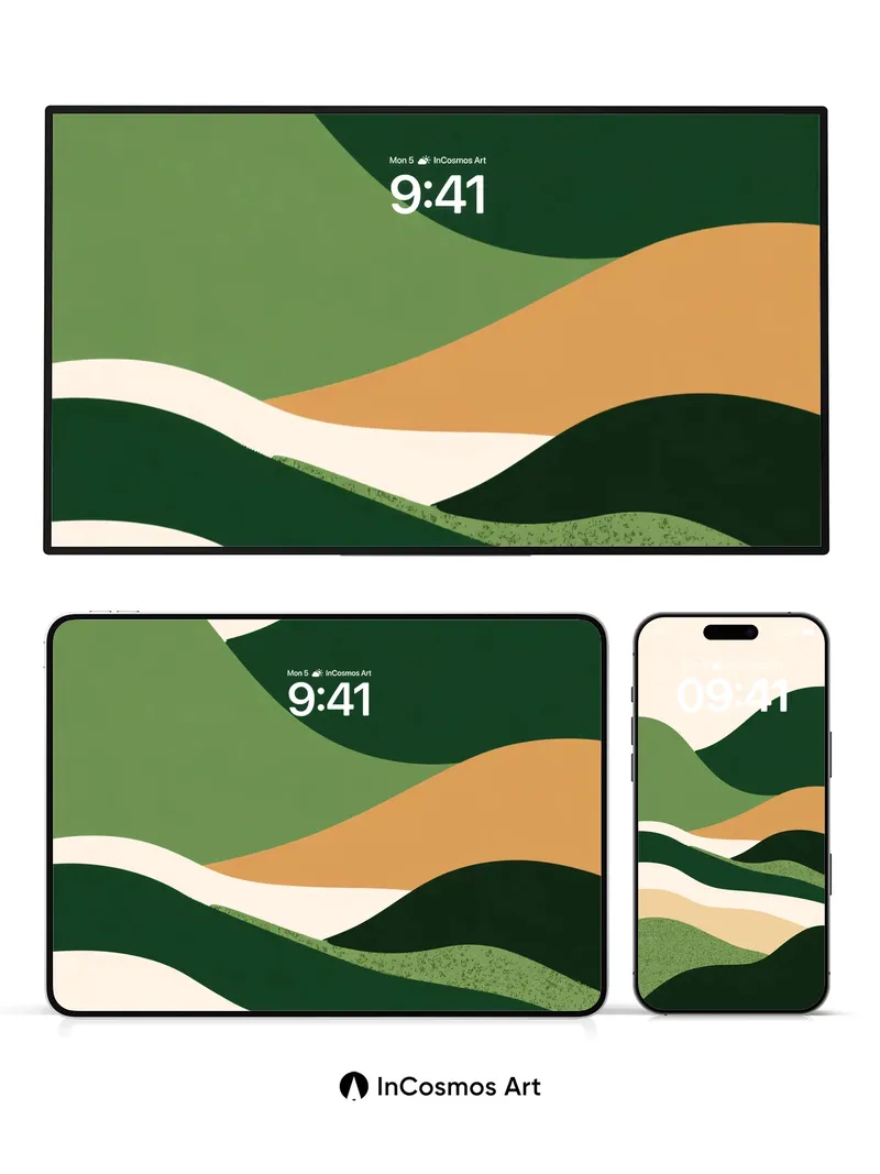 Serenity Ridge Wallpaper with Earth-Toned Waves