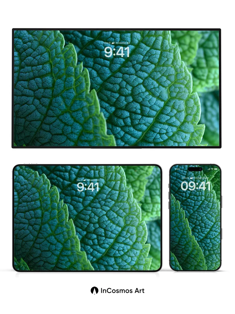 Velvet Leaf Wallpaper with Emerald Veins