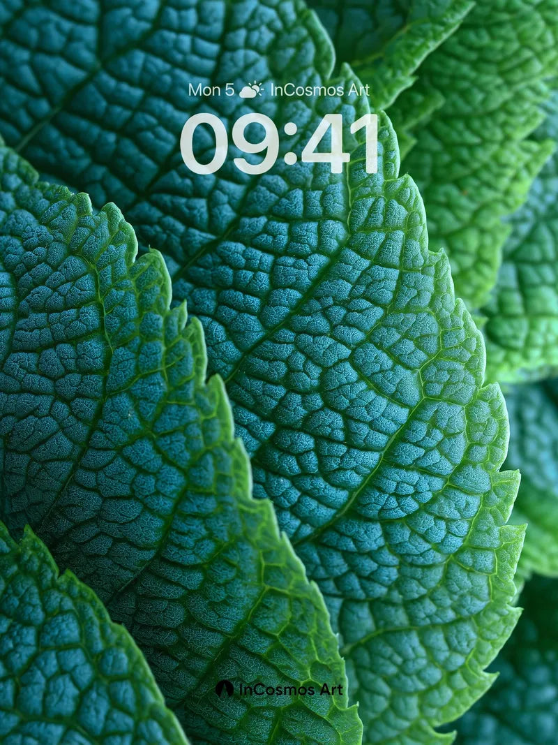 Velvet Leaf Wallpaper with Emerald Veins wallpaper for iPhone, iPad & Mac