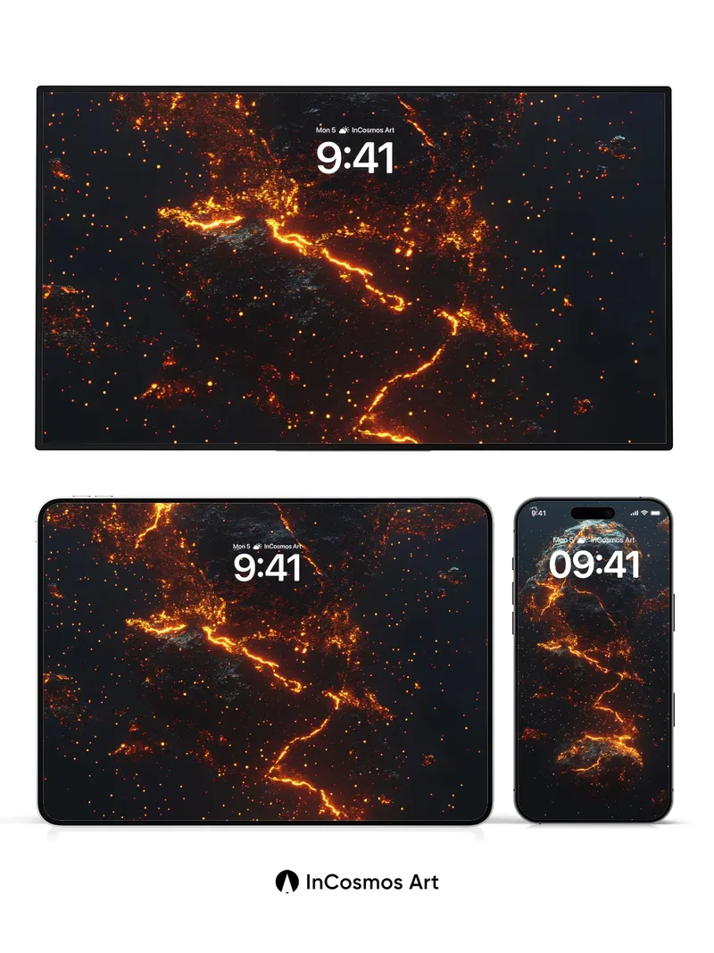 Volcanic Pulse Wallpaper with Lava Veins