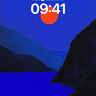 Crimson Orb Wallpaper in Midnight Blue Depths wallpaper for iPhone, iPad & Mac