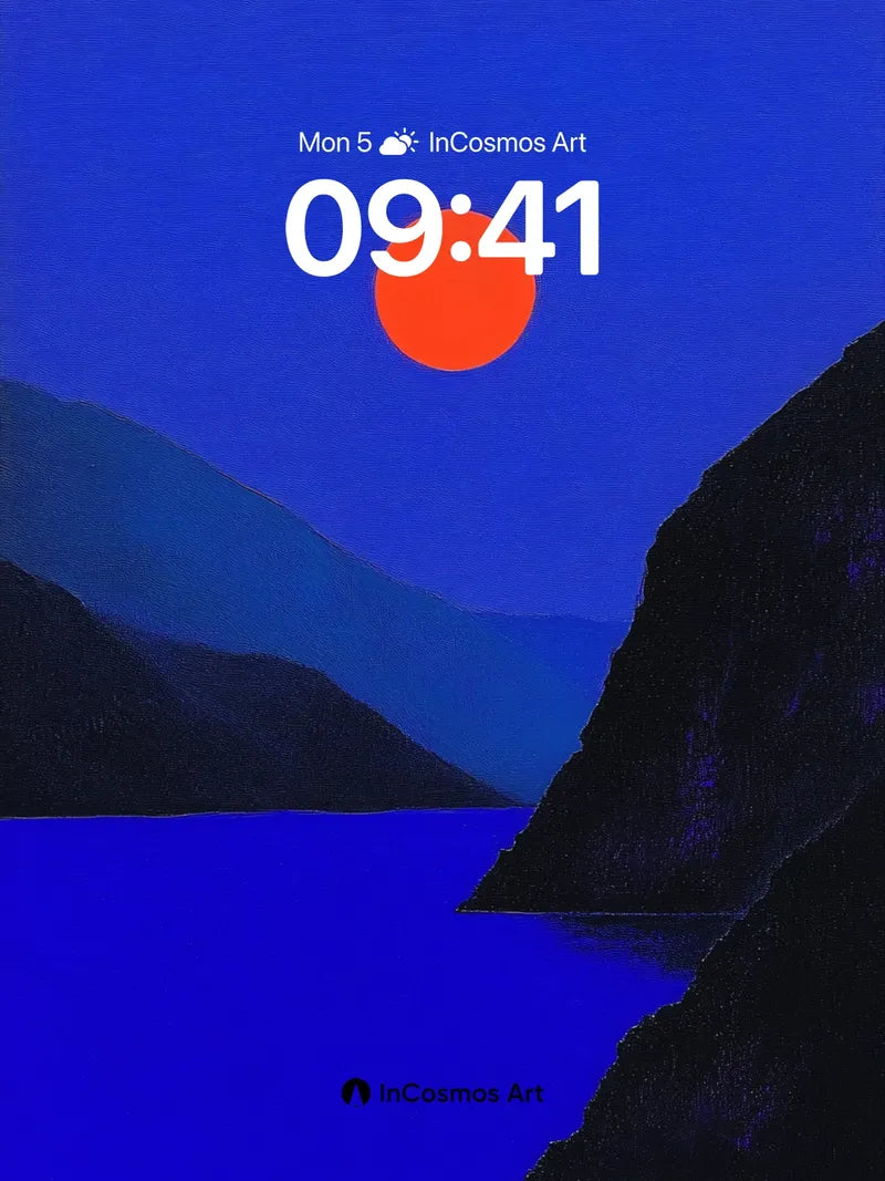 Crimson Orb Wallpaper in Midnight Blue Depths