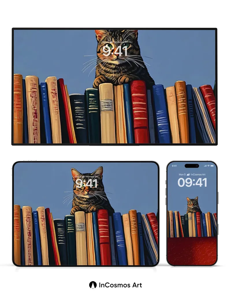 Whispering Library Wallpaper with Watchful Eyes