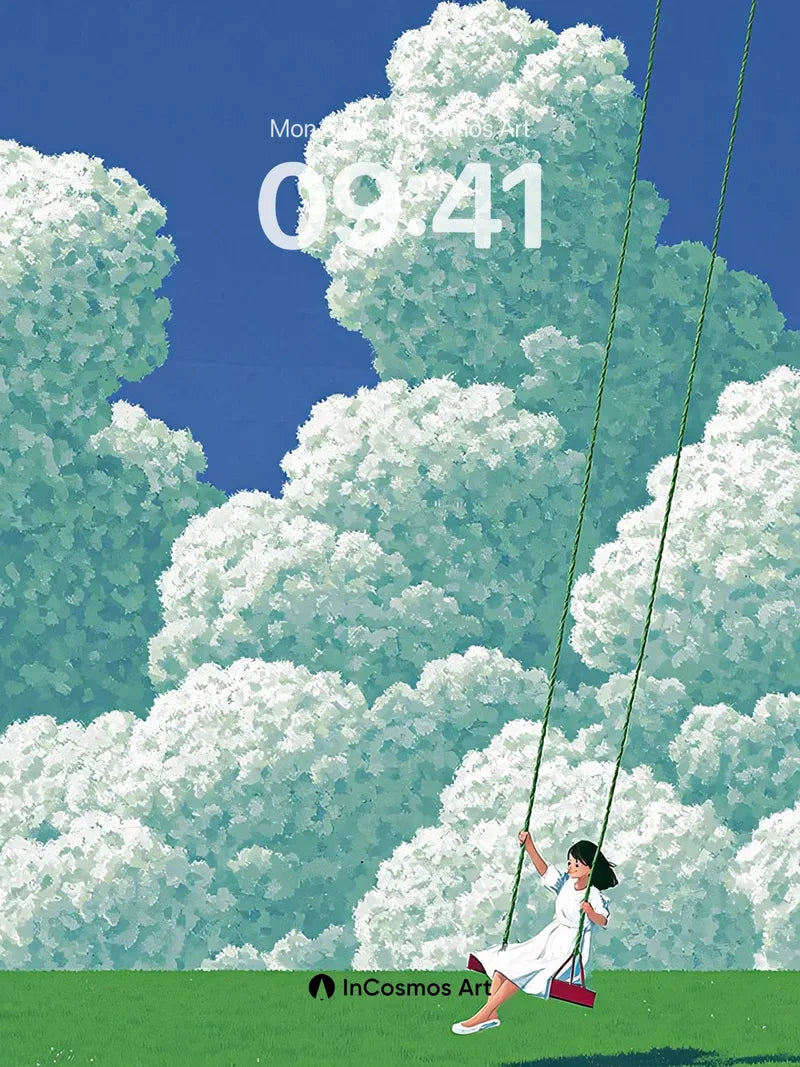 Serene Swing Wallpaper with Cloud Canopy wallpaper for iPhone, iPad & Mac