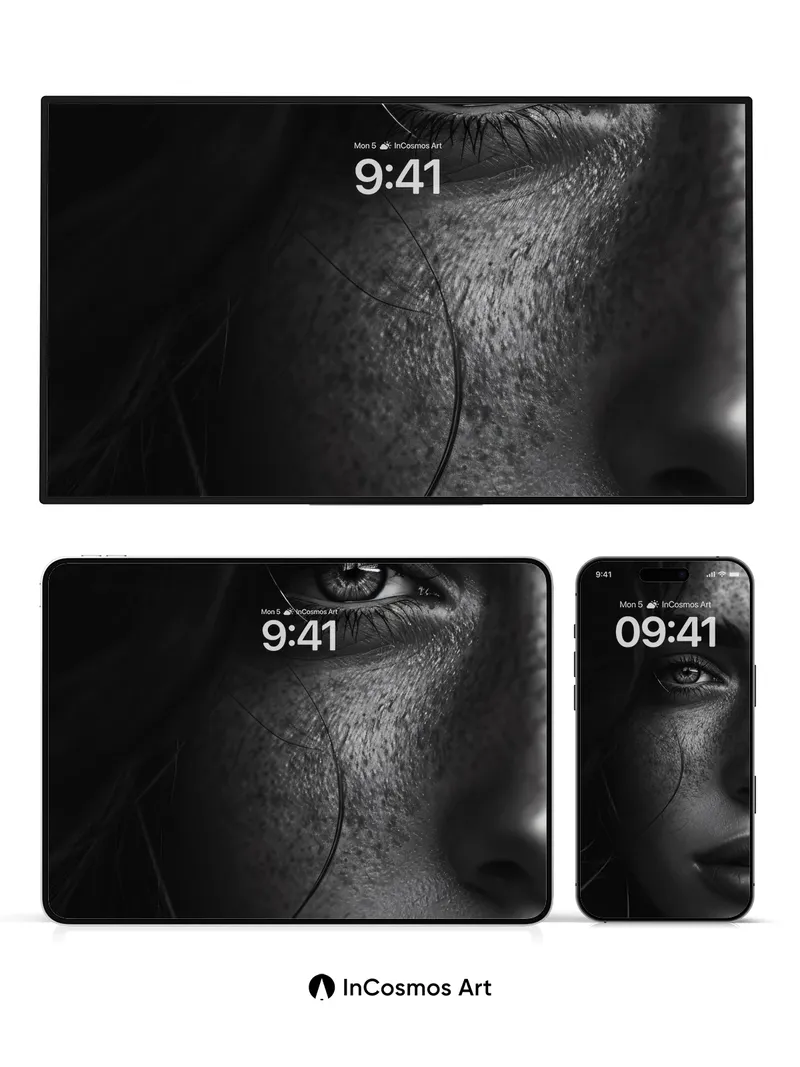 Shadowed Gaze Wallpaper with Freckled Skin