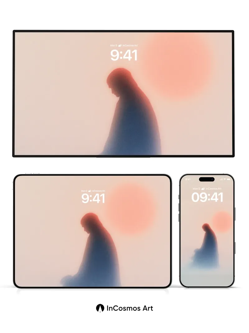 Serenity Silhouette Wallpaper with Sun Halo