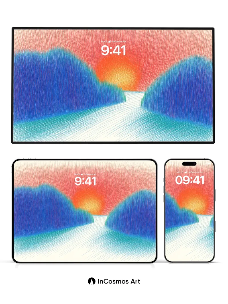 Serenity Sunset Wallpaper with Brushstroke Hues