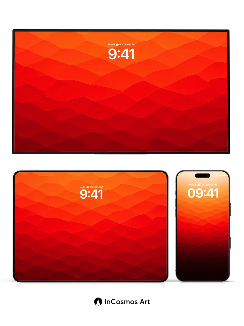 Crimson Horizon Wallpaper with Geometric Heat