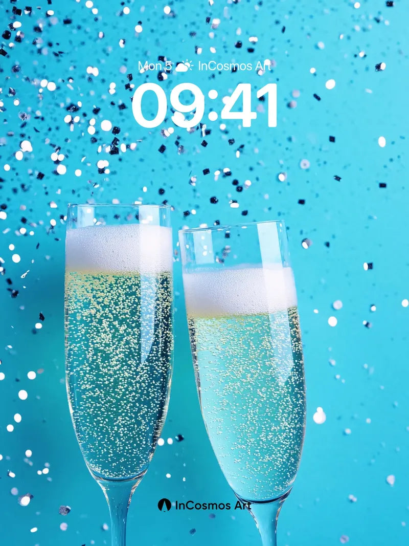 Celestial Sparkle Wallpaper with Champagne Bubbles wallpaper for iPhone, iPad & Mac