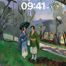 Whispering Garden Wallpaper with Matisse Light wallpaper for iPhone, iPad & Mac