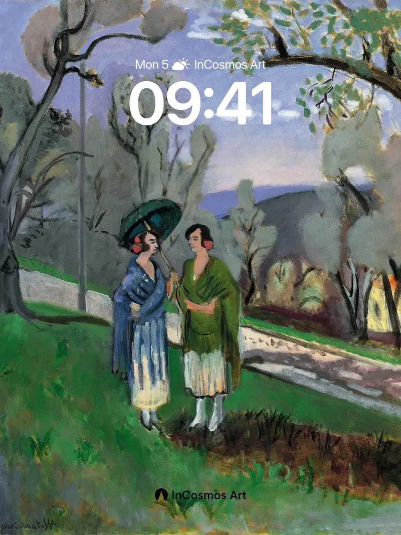 Whispering Garden Wallpaper with Matisse Light wallpaper for iPhone, iPad & Mac