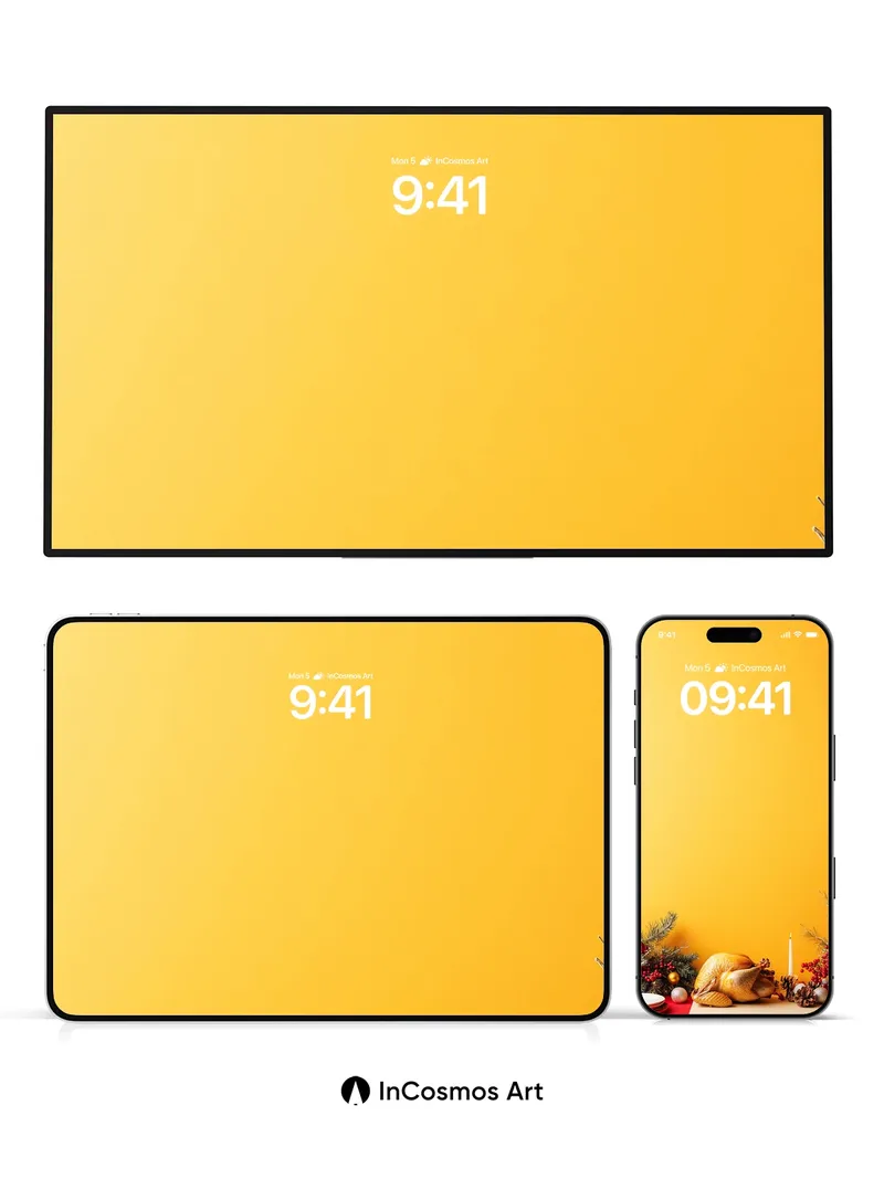 Golden Hearth Wallpaper with Roasted Turkey Still Life