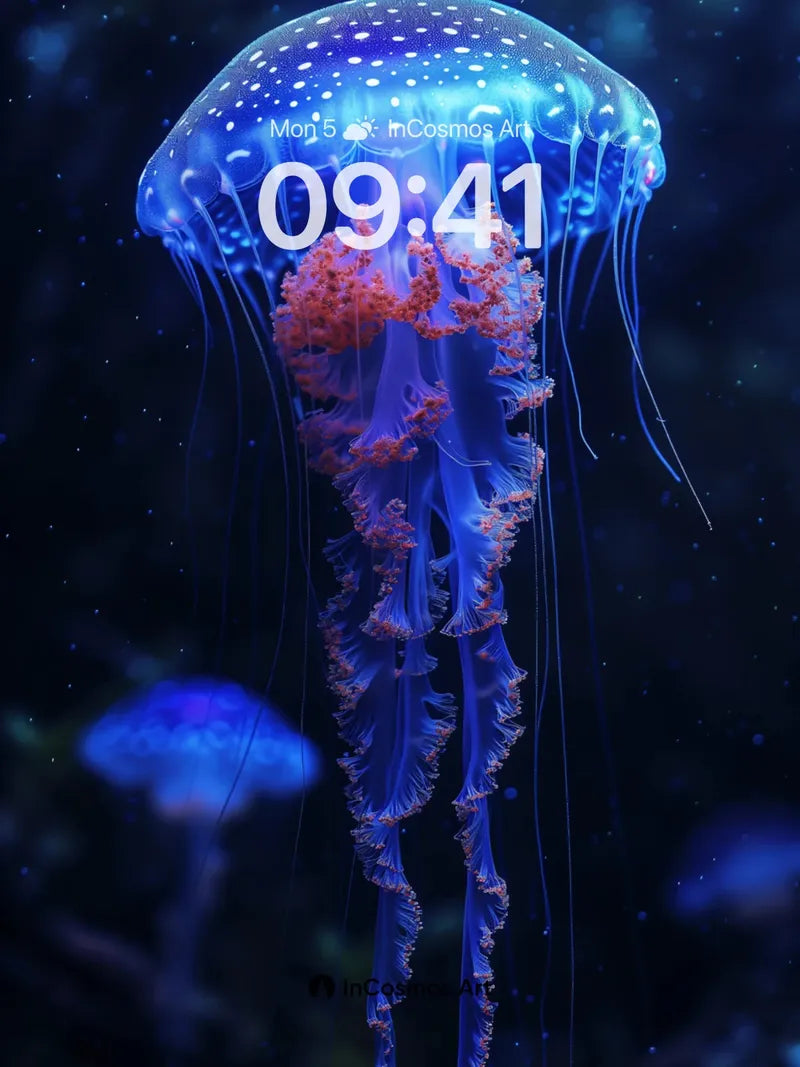 Luminous Depths Wallpaper with Bioluminescent Pulse