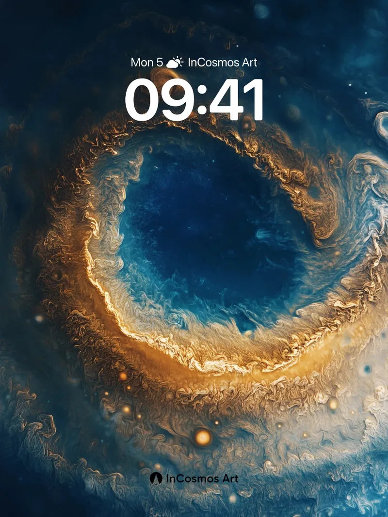 Cosmic Vortex Wallpaper with Golden Edges wallpaper for iPhone, iPad & Mac