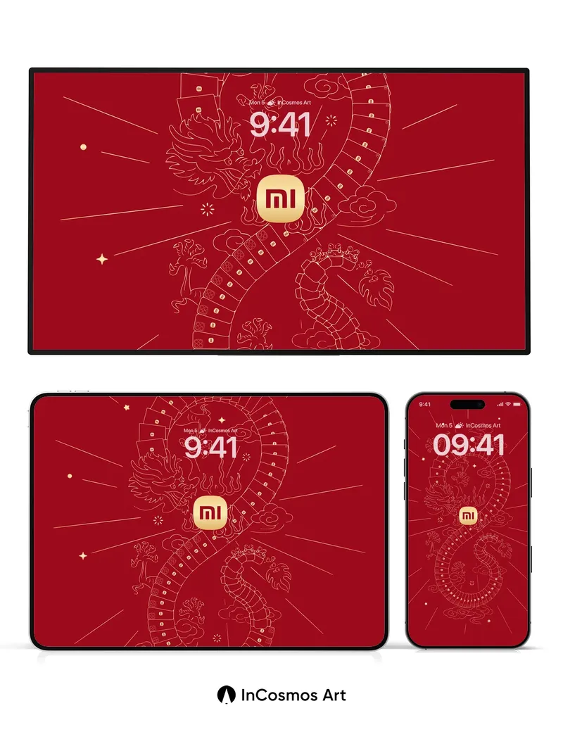 Dragon's Breath Wallpaper with Golden Circuitry