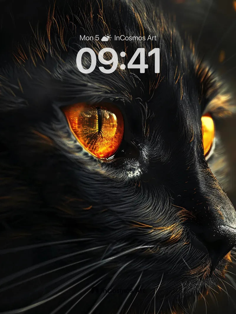 Obsidian Gaze Wallpaper with Ember Eyes