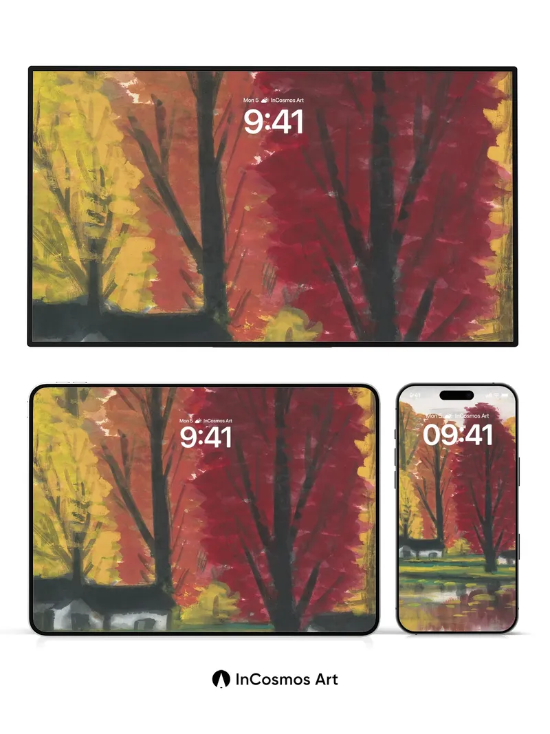 Autumn Hush Wallpaper with Reflective Water