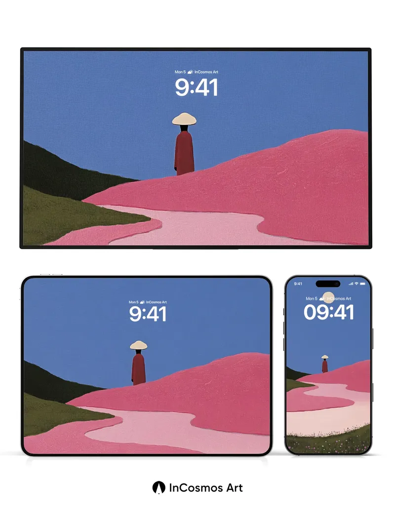 Serenity Path Wallpaper with Moonlit Figure