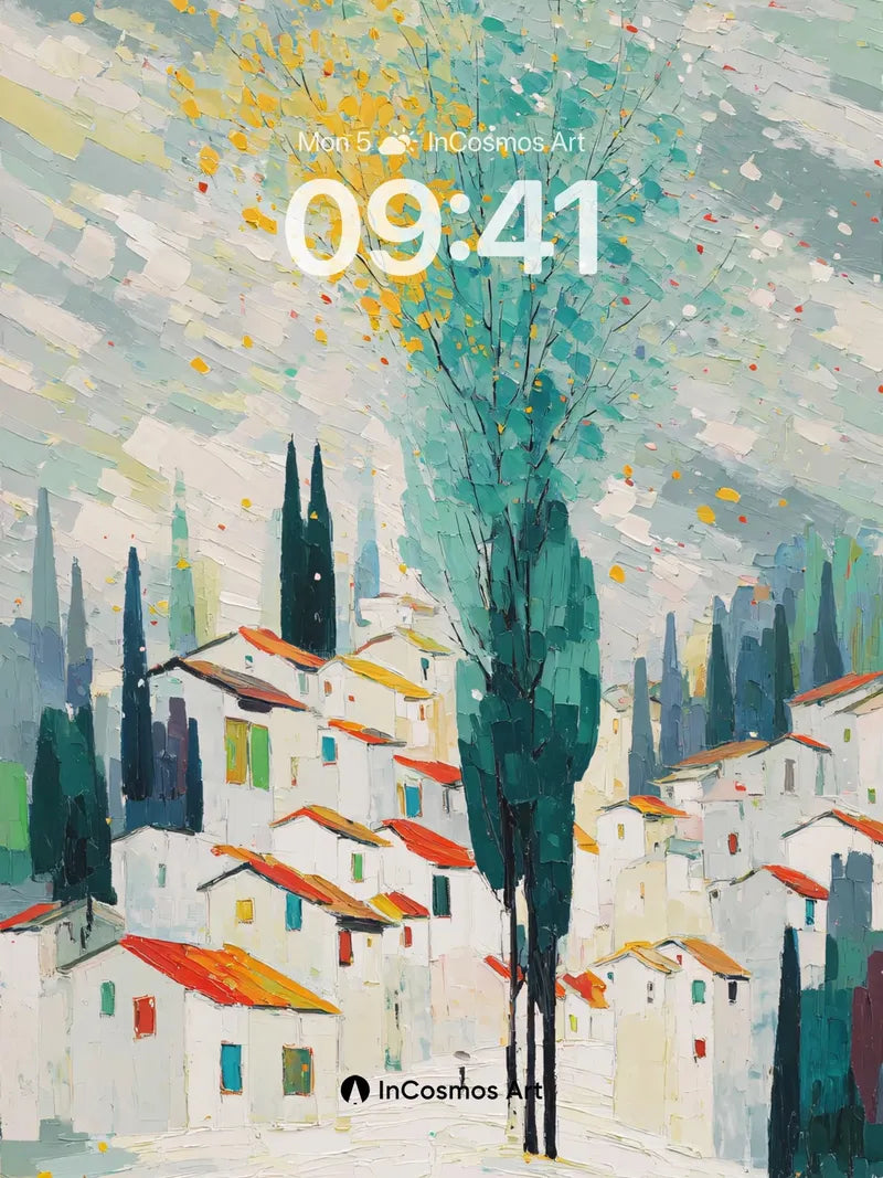 Whispering Cypress Wallpaper with Floating Light