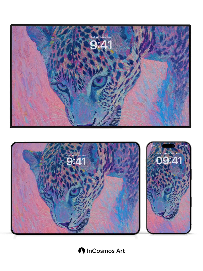 Electric Leopard Wallpaper with Neon Dreams