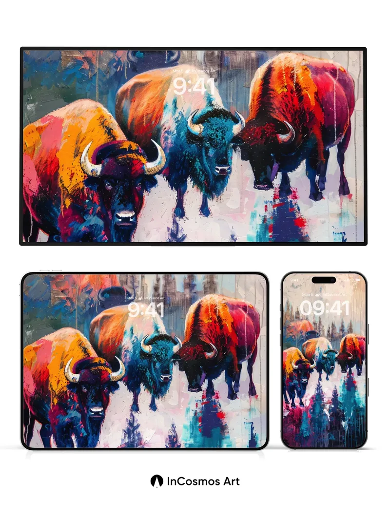 Electric Herd Wallpaper with Chromatic Shadows