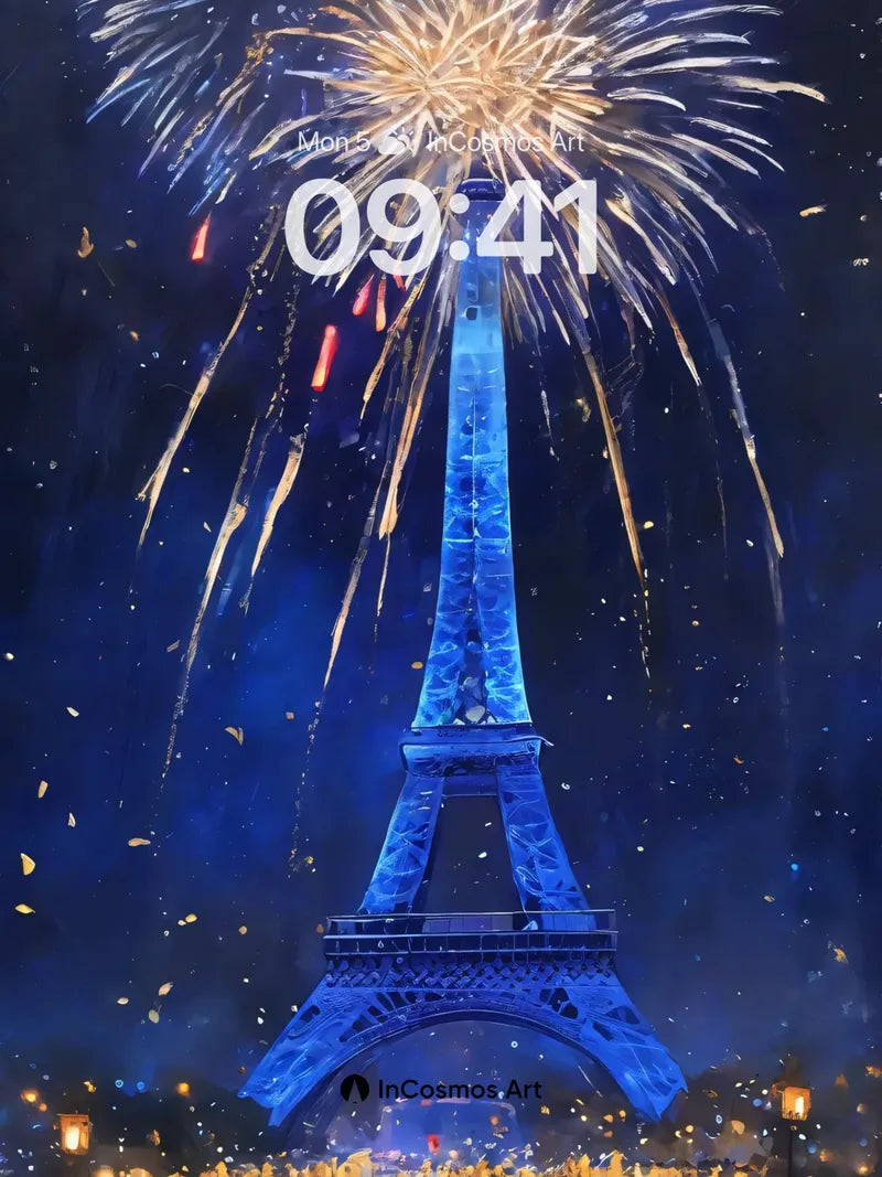 Celestial Spark Wallpaper with Eiffel Radiance