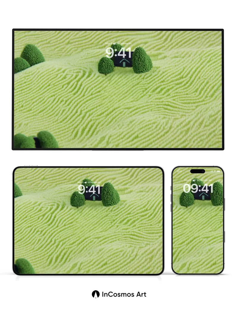 Serenity Knit Wallpaper with Forest Dots