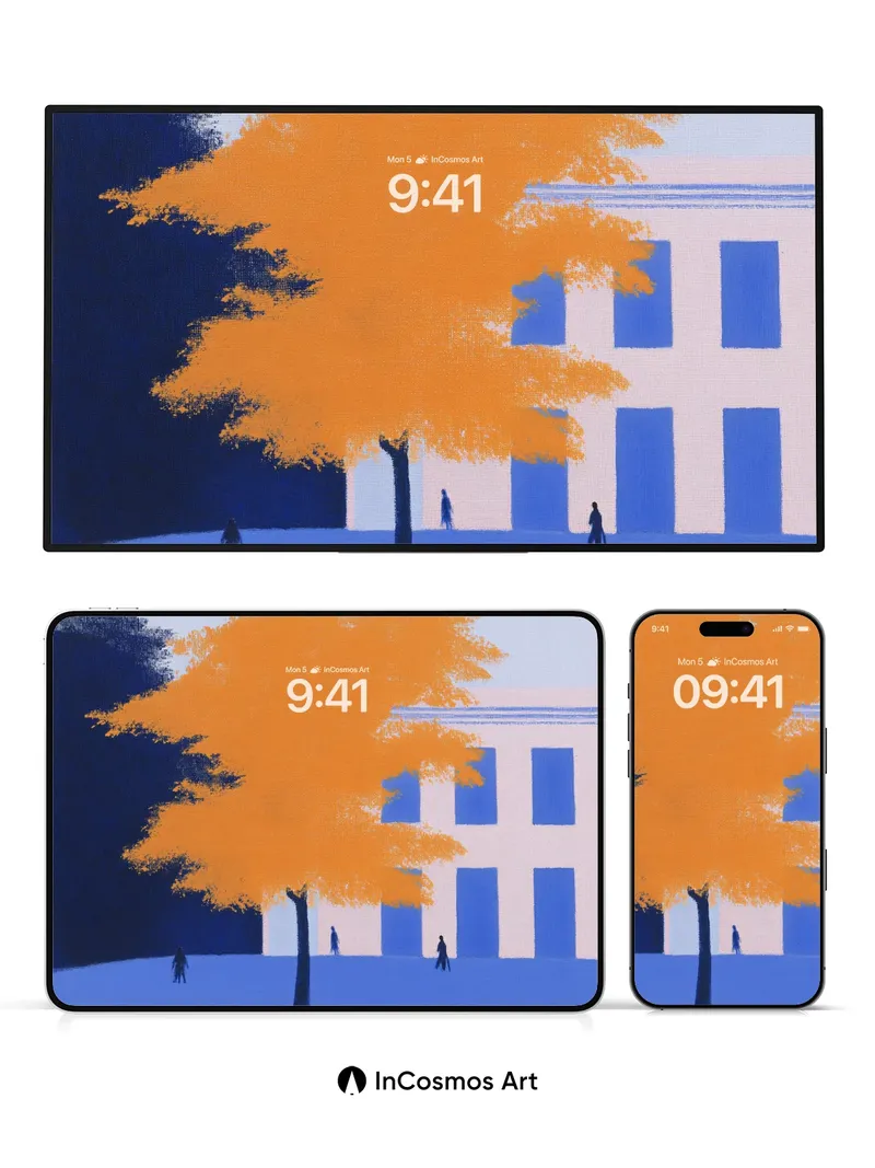 Autumn Hush Wallpaper with Blue Silence