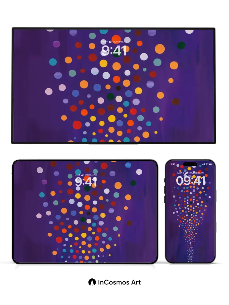 Cosmic Burst Wallpaper with Polka Dot Symphony