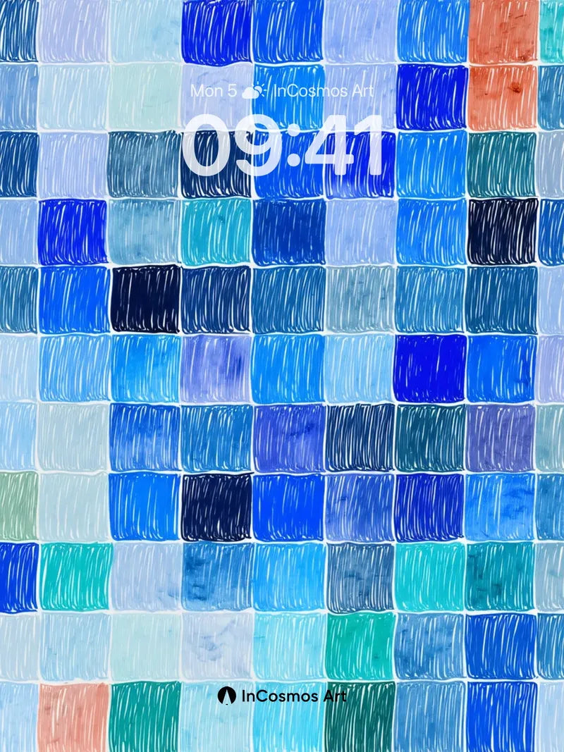 Quiet Blue Tile Wallpaper with Soft Grain