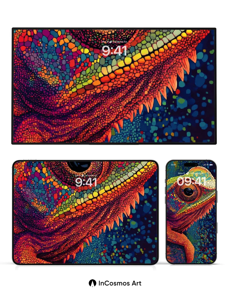 Chameleon Mirage Wallpaper with Pixelated Skin