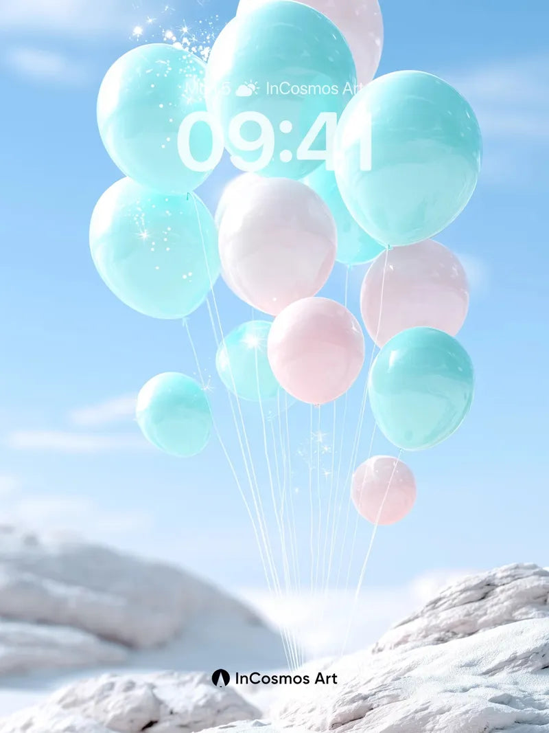 Serene Float Wallpaper with Icy Balloons wallpaper for iPhone, iPad & Mac