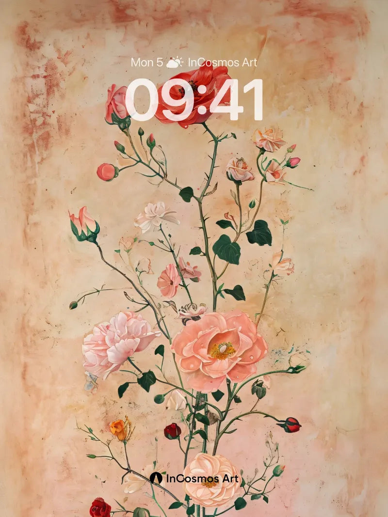 Crimson Whispers Wallpaper with Velvet Bloom wallpaper for iPhone, iPad & Mac