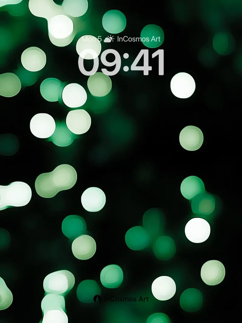 Emerald Hush Wallpaper with Floating Light Blooms