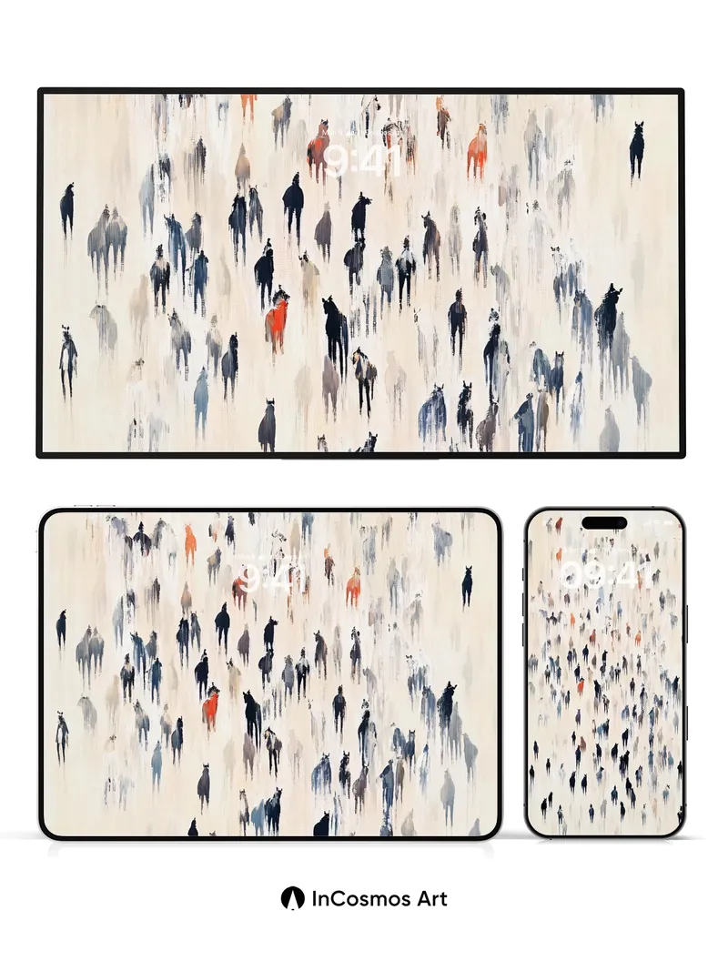 Whispering Herd Wallpaper with Floating Silhouettes