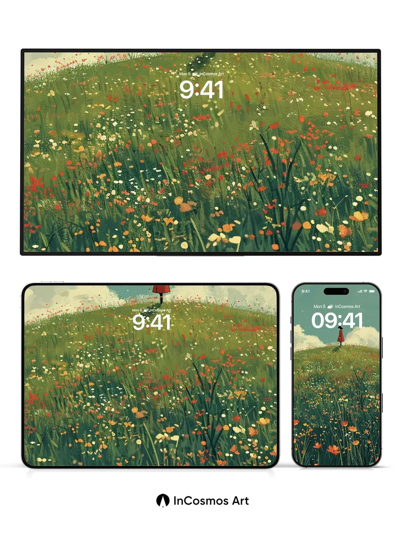 Serenity Meadow Wallpaper with Whispering Petals