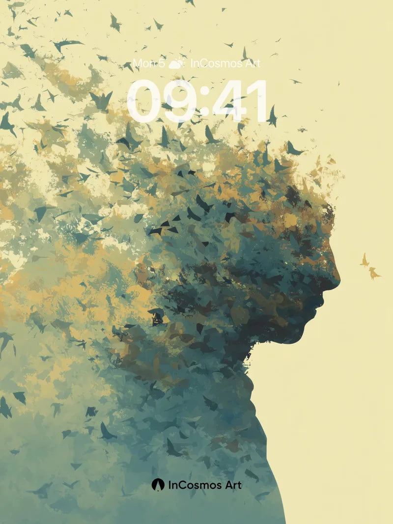 Surreal Birdstorm Wallpaper with Dissolving Form wallpaper for iPhone, iPad & Mac