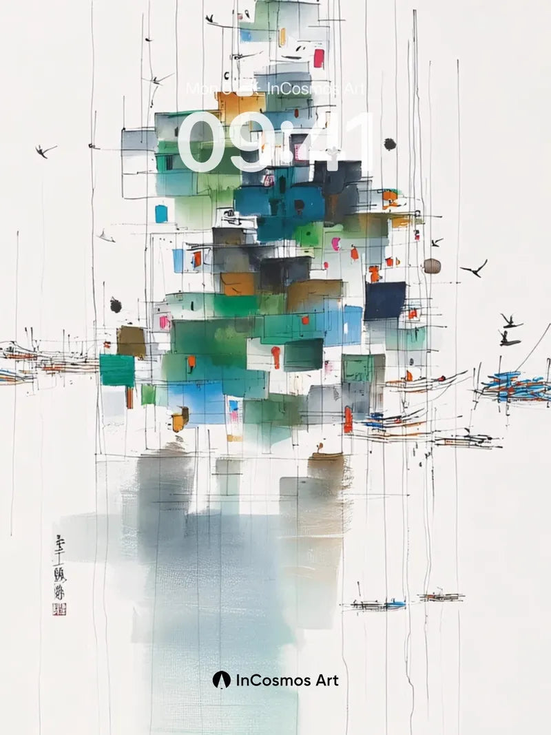 Serenity Grid Wallpaper with Floating Vessels wallpaper for iPhone, iPad & Mac