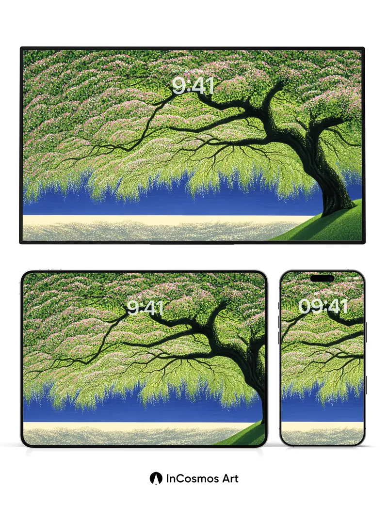 Serenity Weeping Tree Wallpaper with Ethereal Canopy