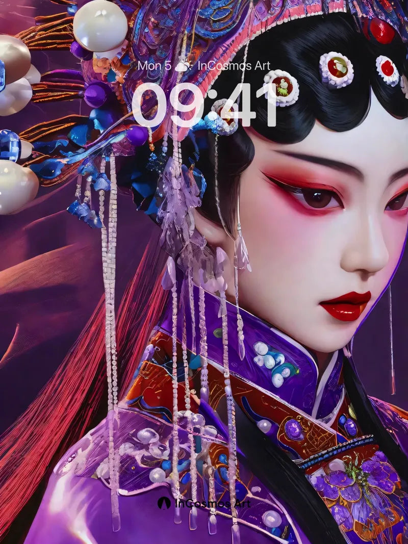 Velvet Empress Wallpaper with Pearl-Weave Headdress wallpaper for iPhone, iPad & Mac