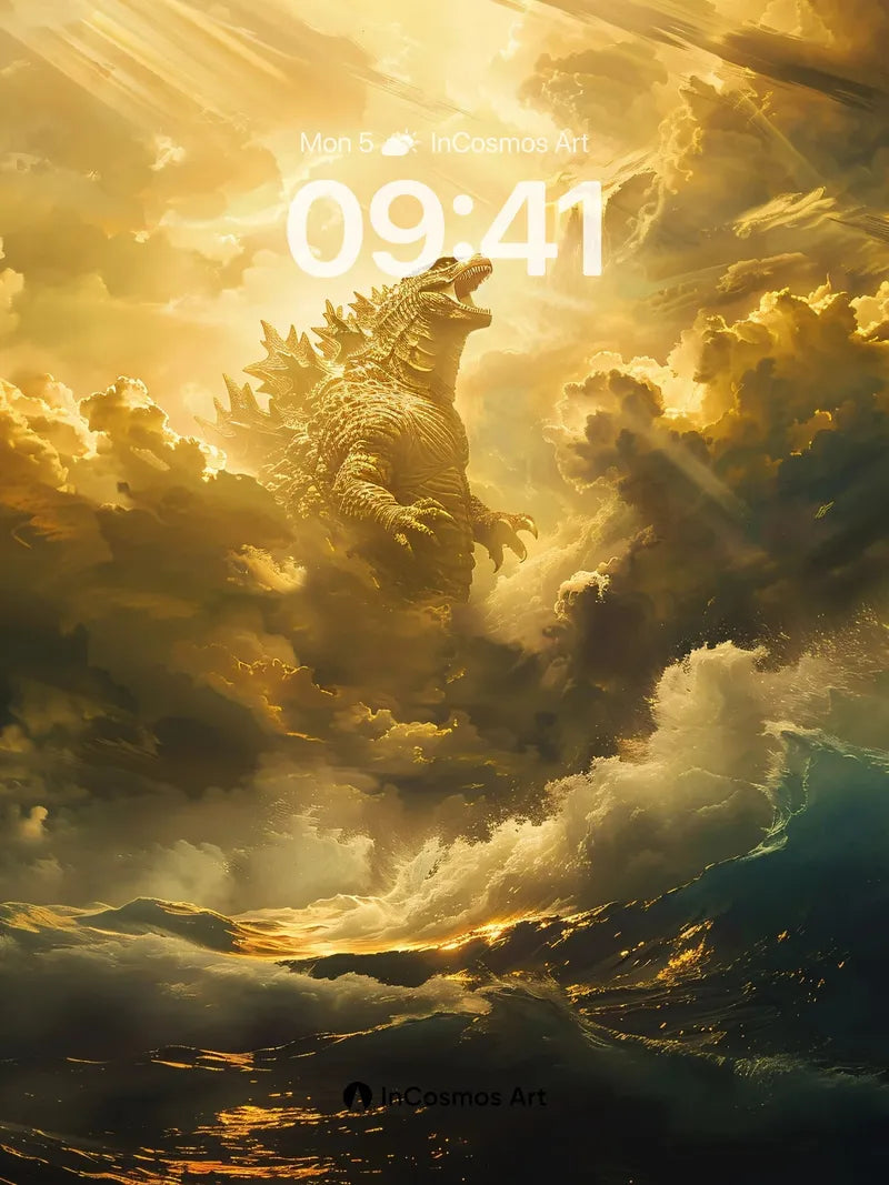 Golden Roar Wallpaper with Sky-Scraping Scales